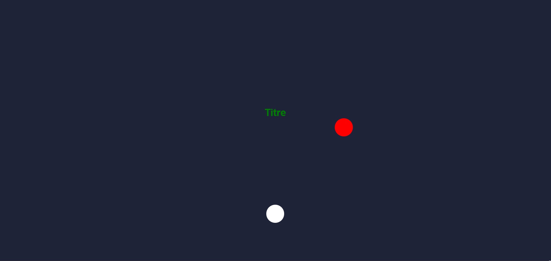 Jeu d’entraînement simple avec deux cercles animés à cliquer, sur fond sombre.