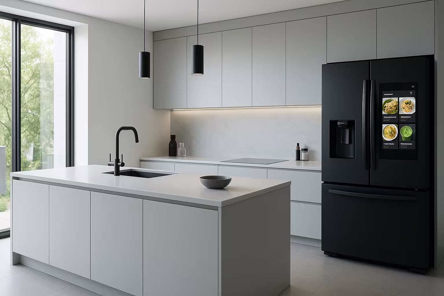 Schéma conceptuel du projet Smart Fridge illustrant les capteurs IoT et l’application mobile associée.